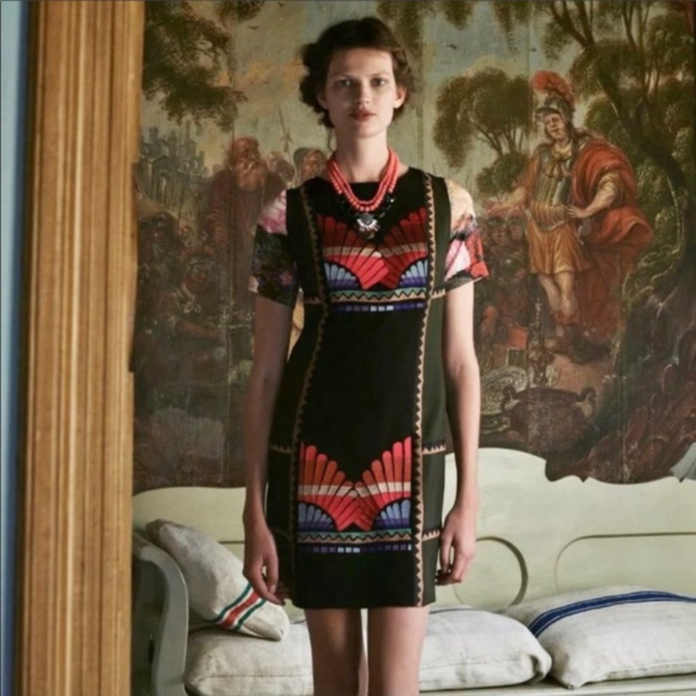 RANNA GILL Anthropologie Fanned Vignette Dress